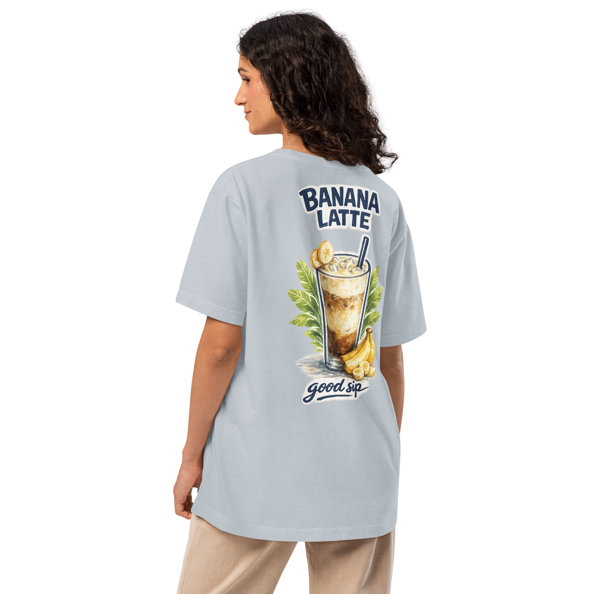 Banana Latte Tee | Oversized Aesthetic Café Coffee Graphic Shirt