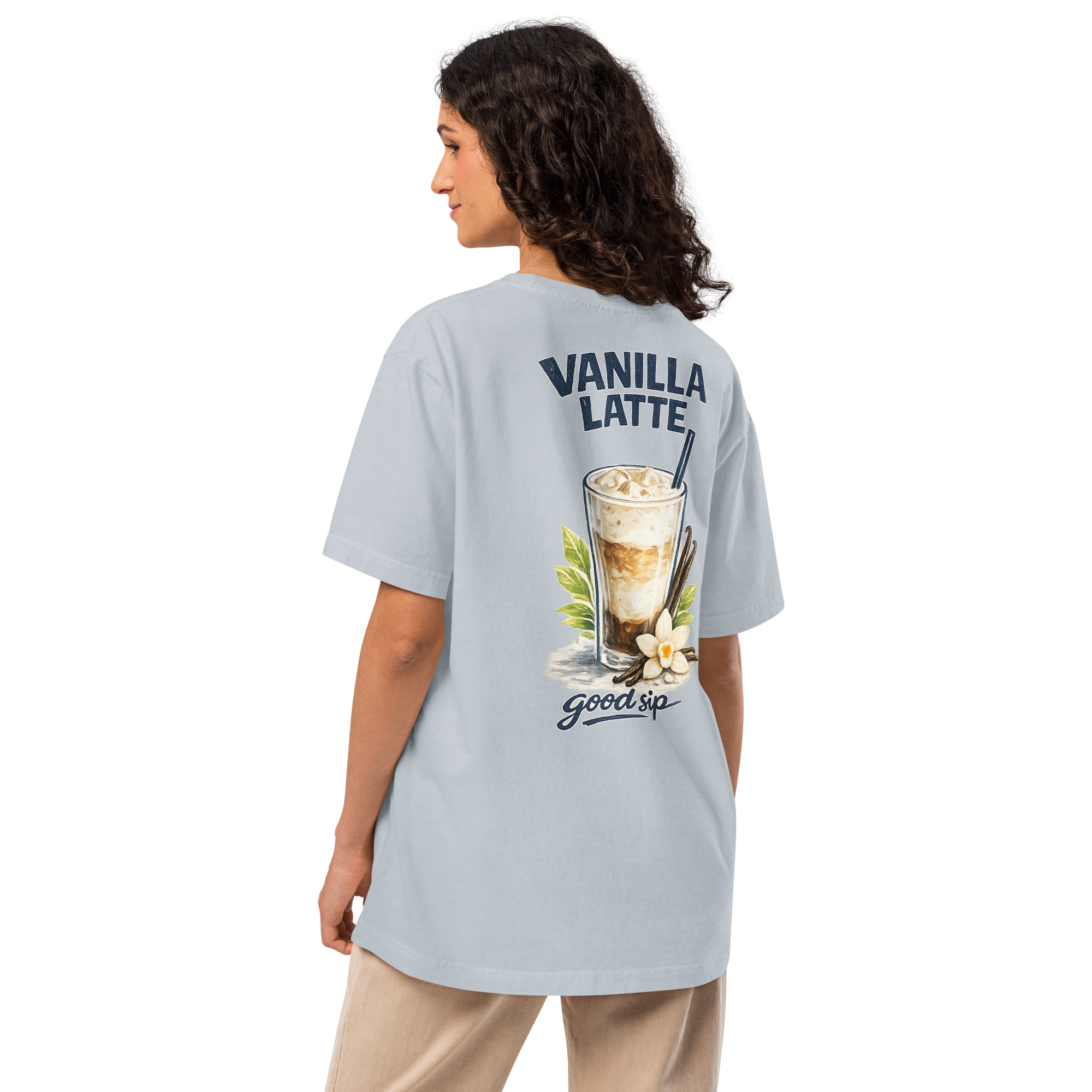 Vanilla Latte Tee | Oversized Aesthetic Café Coffee Graphic Shirt