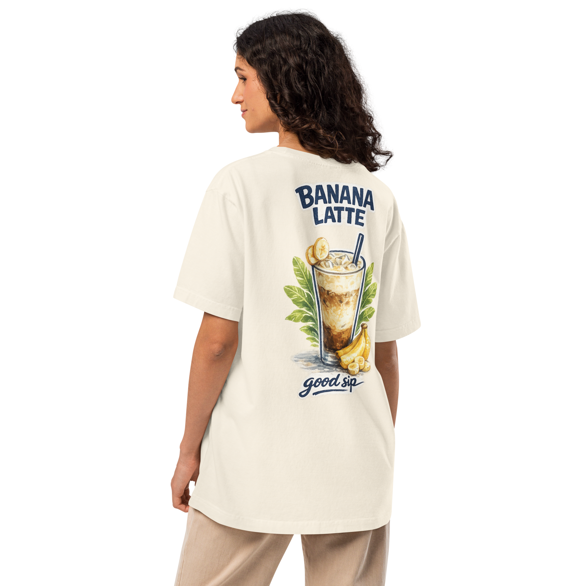 Banana Latte Tee | Oversized Aesthetic Café Coffee Graphic Shirt