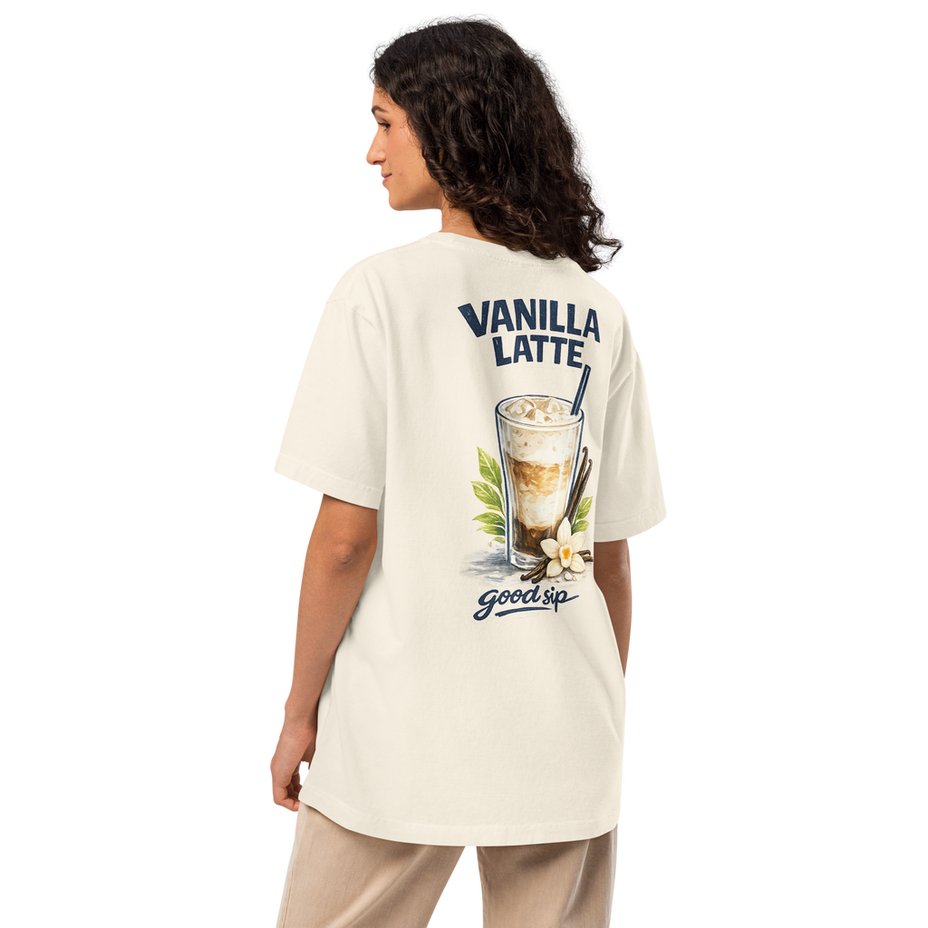 Vanilla Latte Tee | Oversized Aesthetic Café Coffee Graphic Shirt