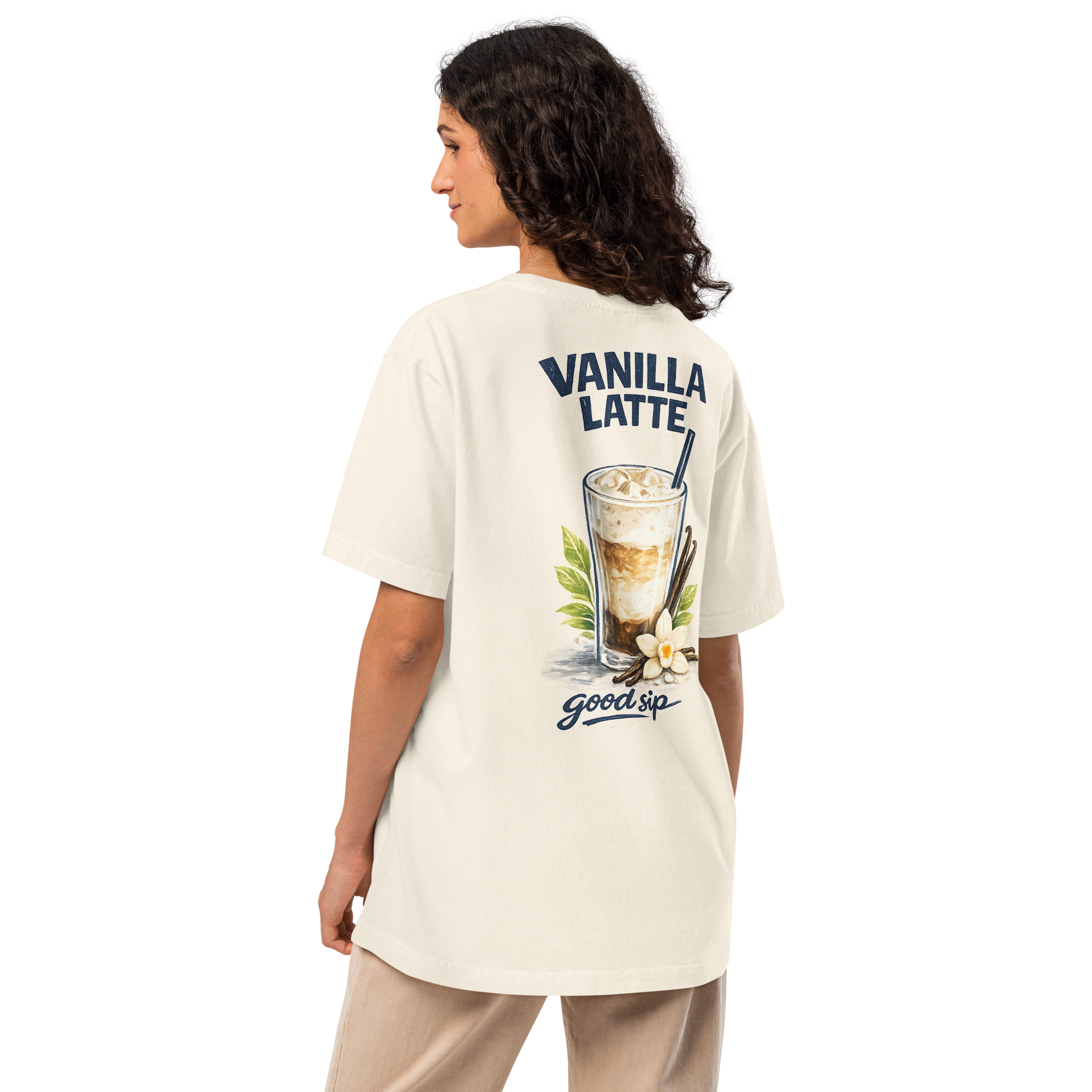 Vanilla Latte Tee | Oversized Aesthetic Café Coffee Graphic Shirt